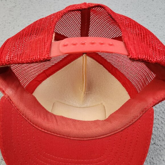 Vintage Trucker Hat Snapback Cap Bione Truck Service Red White Patch Foam Mesh - Picture 8 of 10